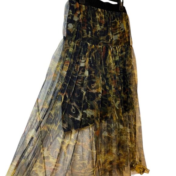 DKNY Animal Print Mesh Tulle Skirt  Midi Elastic Waist: Large - Picture 5 of 9